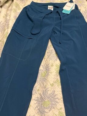 Cherokee Teal Blue Straight-Leg Drawstring Scrub Pants